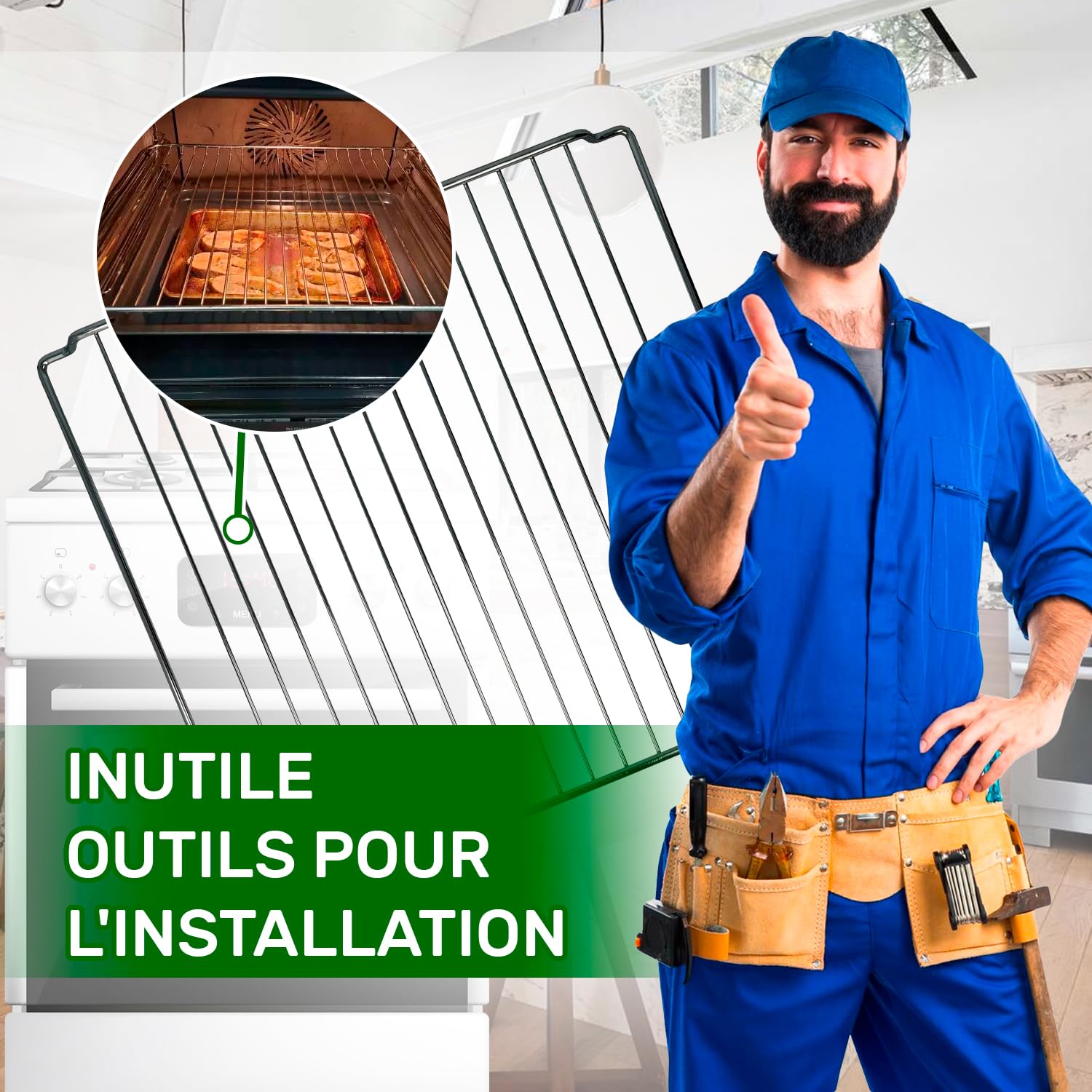 Grille Four Universelle Réglable ou Réfrigérateur d'une Longueur Minimale de 370 mm d'une Longueur Maximale de 650 mm et d'une Largeur de 310 mm - Garantie de 5 Ans - ONIX TECH