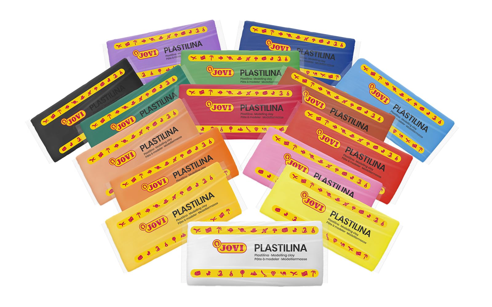 Jovi 71 - Plastilina, 15 unidades, colores surtidos, 150 gramos | Base vegetal, no tóxica, sin gluten, para niños a partir de 3 años, reutilizable, ideal para manualidades y juegos
