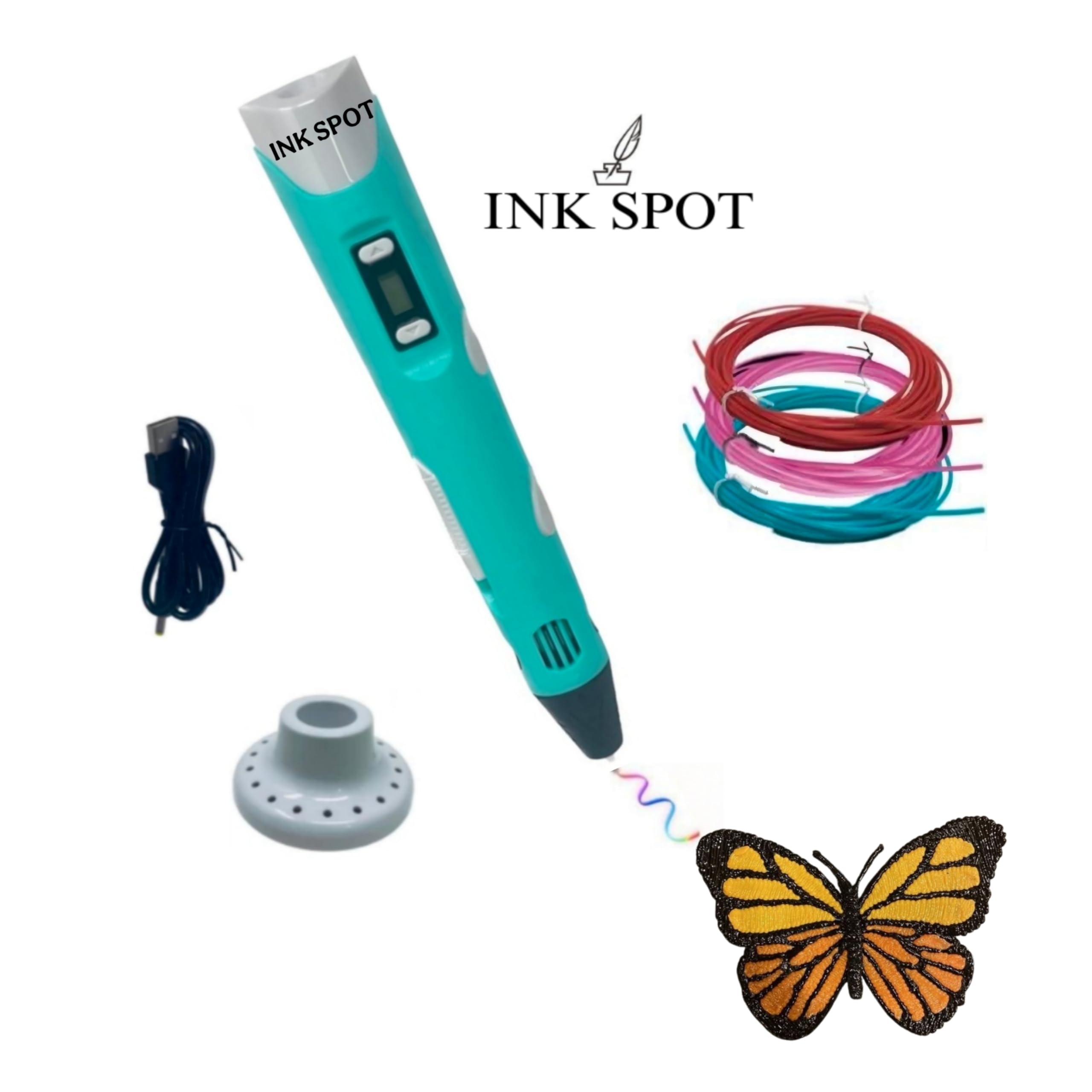 INK SPOT 3D Printing Pen for Kids & Adults with PLA Filament Refills, LCD Screen & Adjustable Speed | Creative Drawing & DIY 3D Art Pen for Education, Crafts & Gifts (3D Pen with Filaments)-image-40