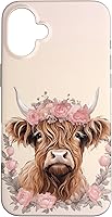 Vista 22 de Funda bohemia para iPhone 16 con diseño de vaca escocesa de las tierras altas, color rosa
