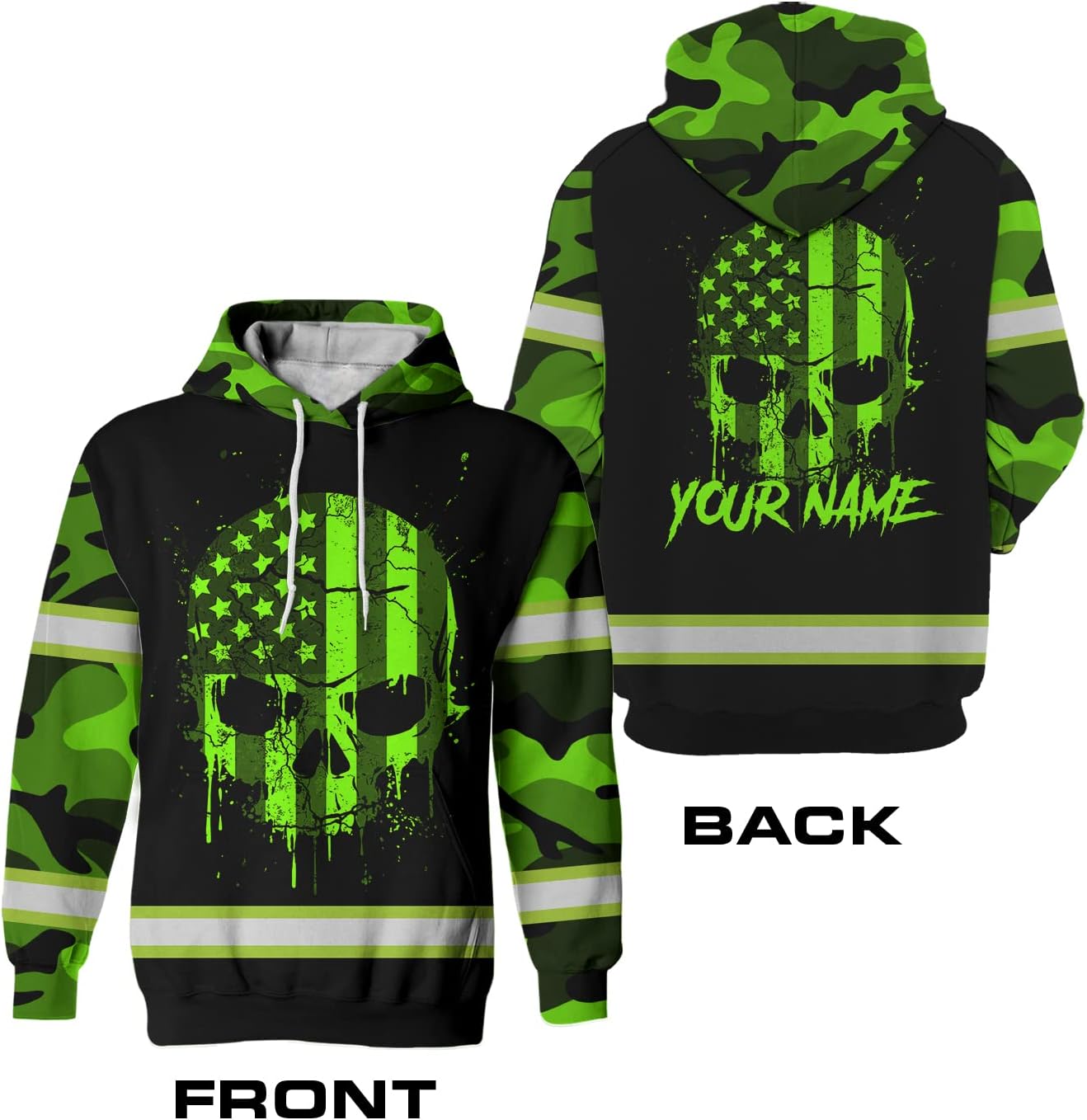 US Flag High Visibility Hoodie for Men Reflective Hoodie Safety Workwear for Worker Runner Patriotic ACC02