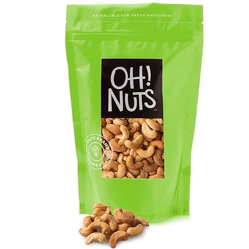 Oh! Nuts Anacardos salados tostados secos Aperitivos frescos, finamente salados y saludables, proteicos Bolsa resellable de 2 libras a granel