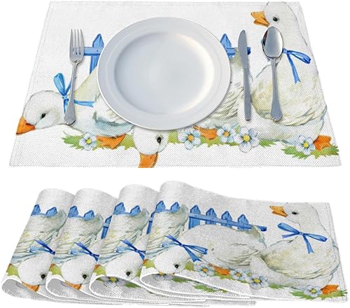 Miniatura 2 de Ducks Fun - Juego de 4 manteles individuales con patrón divertido, lavables, impermeables, para fiestas, hogar, comedor, decoración de mesa de 18 x