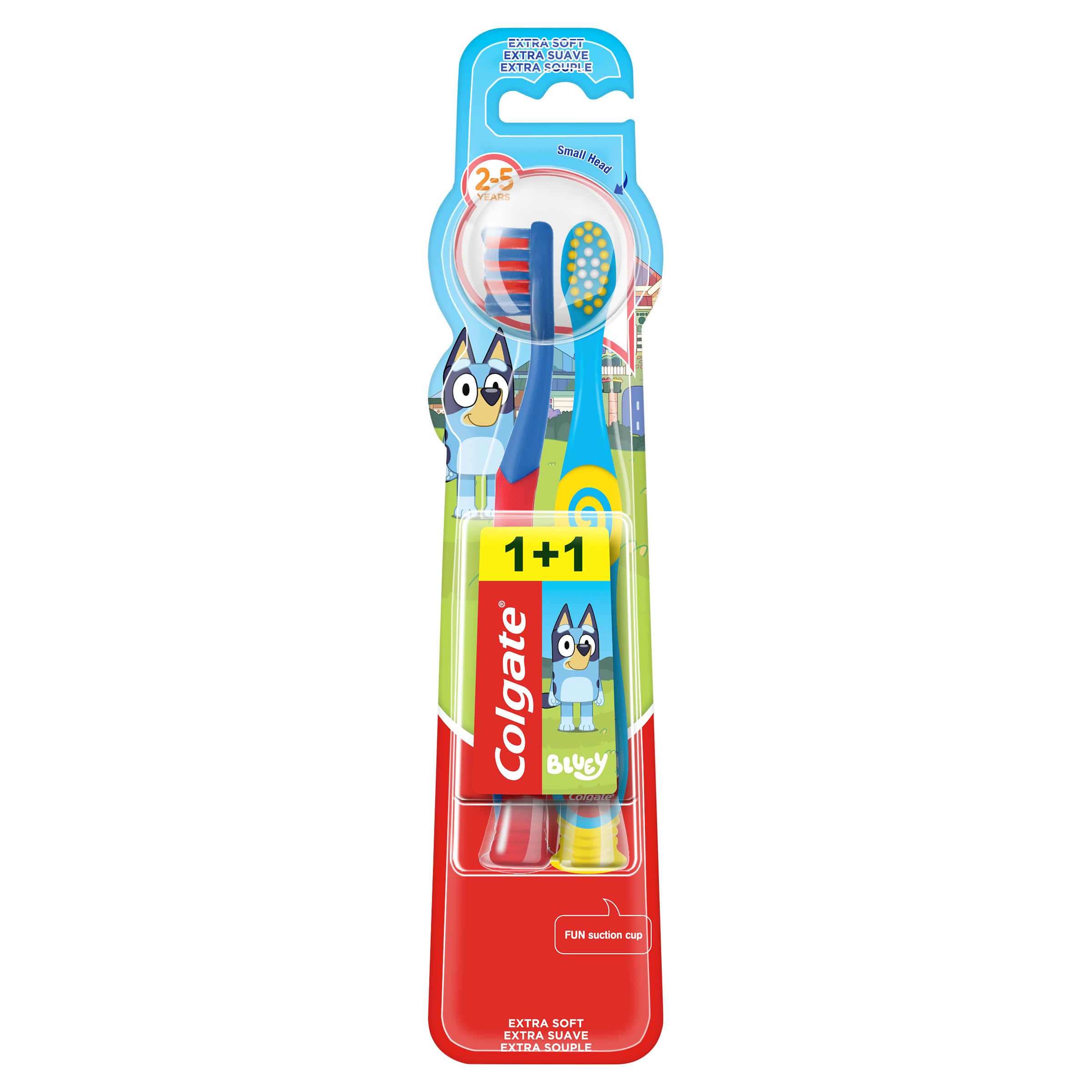 Colgate Pack 12 x 2 Cepillos de dientes Kids Bluey 2-5 años, cepillo de dientes infantil, cabezal pequeño, filamentos extra suaves para una limpieza delicada, mango redondo para un agarre cómodo