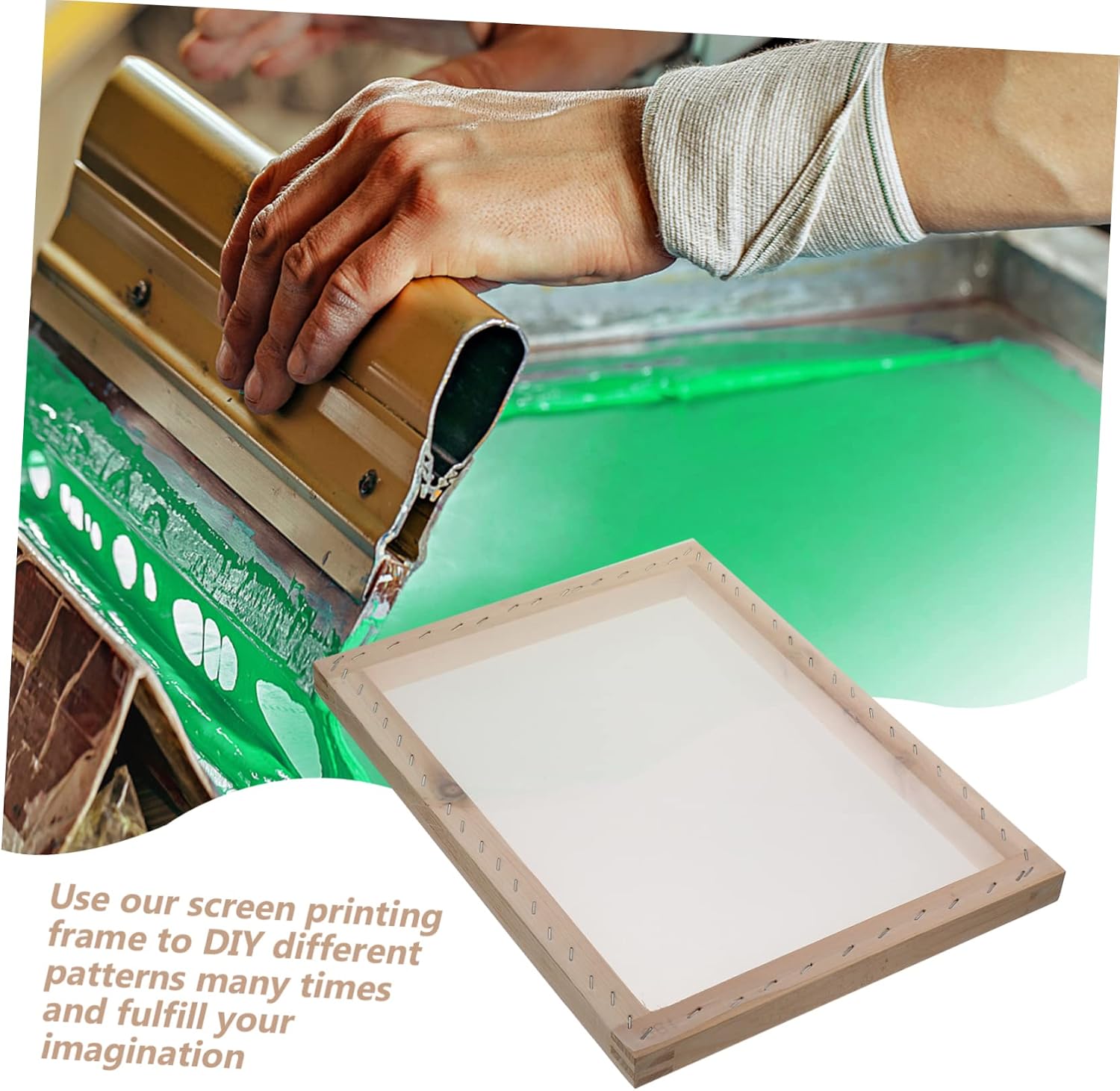Silk Screen Printing Frame for DIY Fabric Patterns, Wood, 25x35