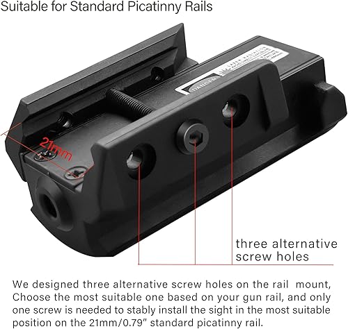 Miniatura 5 de Vista láser recargable de haz rojoverde, compacta táctica de bajo perfil, compatible con montaje PicatinnyWeaver de 0.787 in para pistola BB pistola