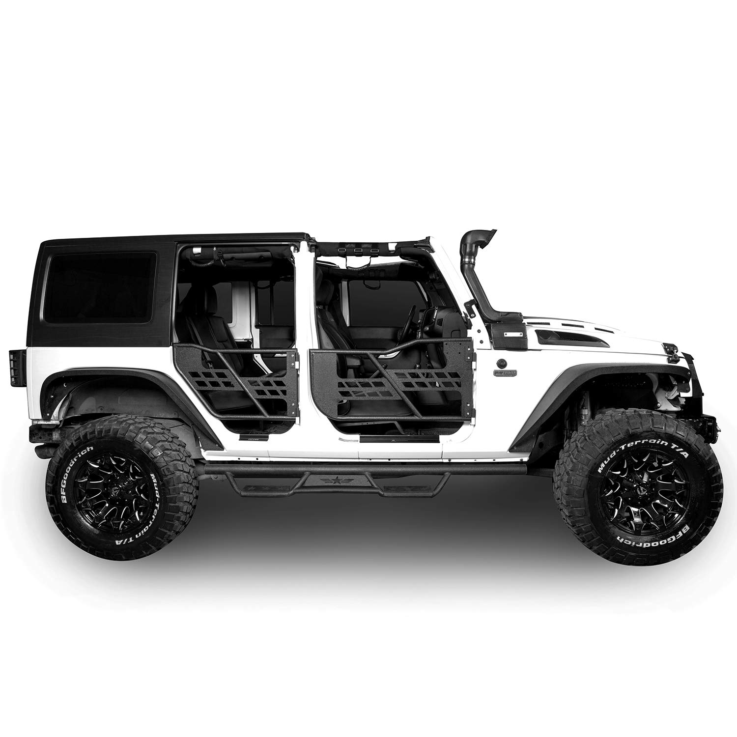 u-Box Wrangler Side Steps Running Boards Nerf Bars Rails for Jeep Wrangler JK Unlimited 2007-2018 4-Door