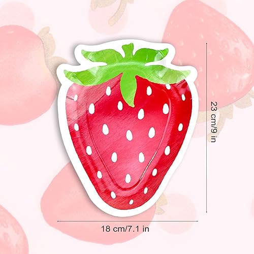 Miniatura 7 de LLHQAMT Platos de fresa, juego de platos de fresa, platos con forma de fresa, delicados y encantadores, decoraciones de fiesta de fresa adecuadas