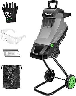 VIVOSUN 15-AMP Electric Wood Chipper and Shredder with Wheels and Safety Locking Knob, Equipped with Plunger, 50L Collecti...