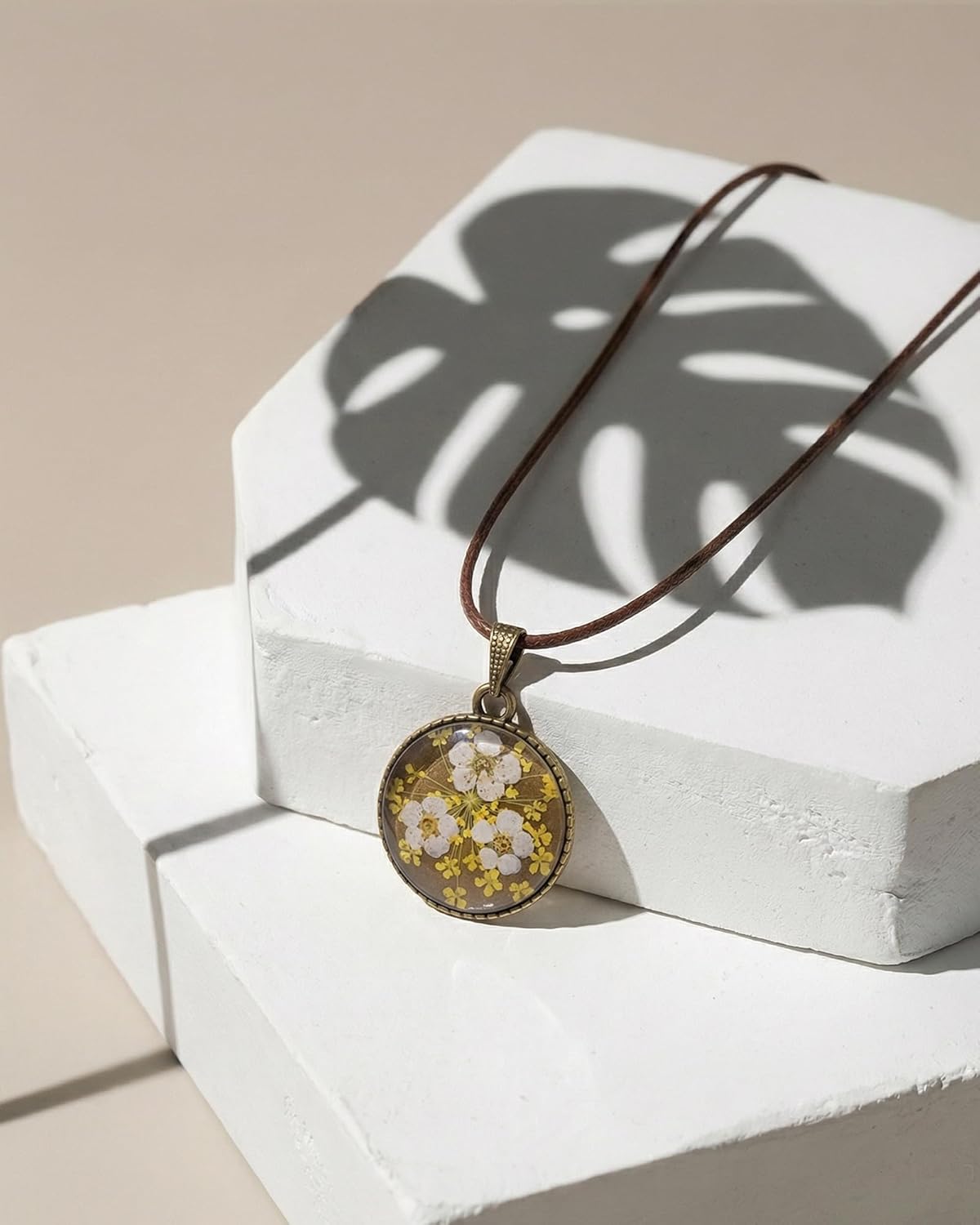 Real Pressed Flower Necklace for Women, Handmade Birth Floral Pendant, Meaningful Nature-Inspired Jewelry Gift for Christmas, Valentine’s & Mother’s Day - 18" - Image 2