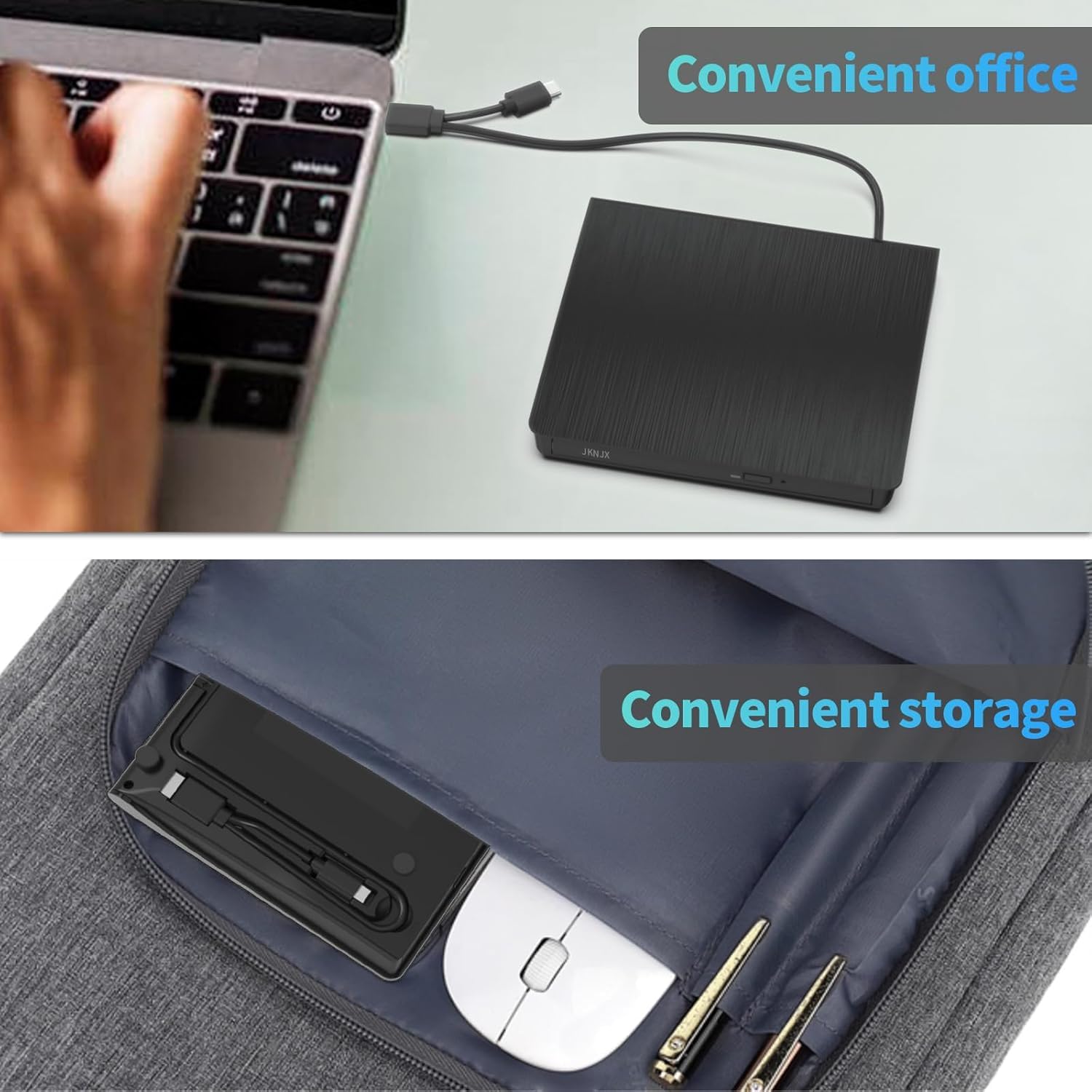 External CD DVD Drive,USB 3.0 and Type-C CD DVD Disc Reader Writer Burner Player,Slim and Portable CD DVD +/-RW Optical Drive for PC Laptop Desktop MacBook Mac Windows 7/8.1/10/11 Linux OS Apple — view 7