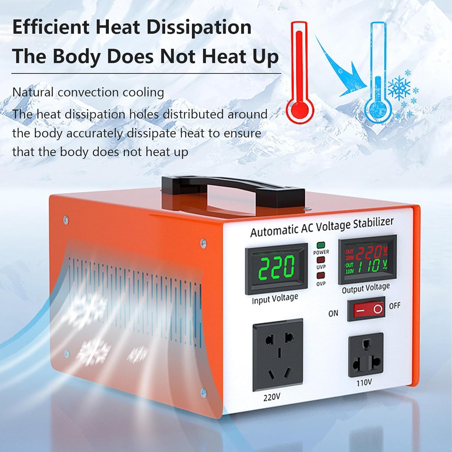 Estabilizador Regulador de Tensión Automático con 6 Protecciones y Pantalla LED, Entrada CA 90V-250V Salida 110V/220V, para Electrodomésticos - Acondicionador Fiable,220V,6000W