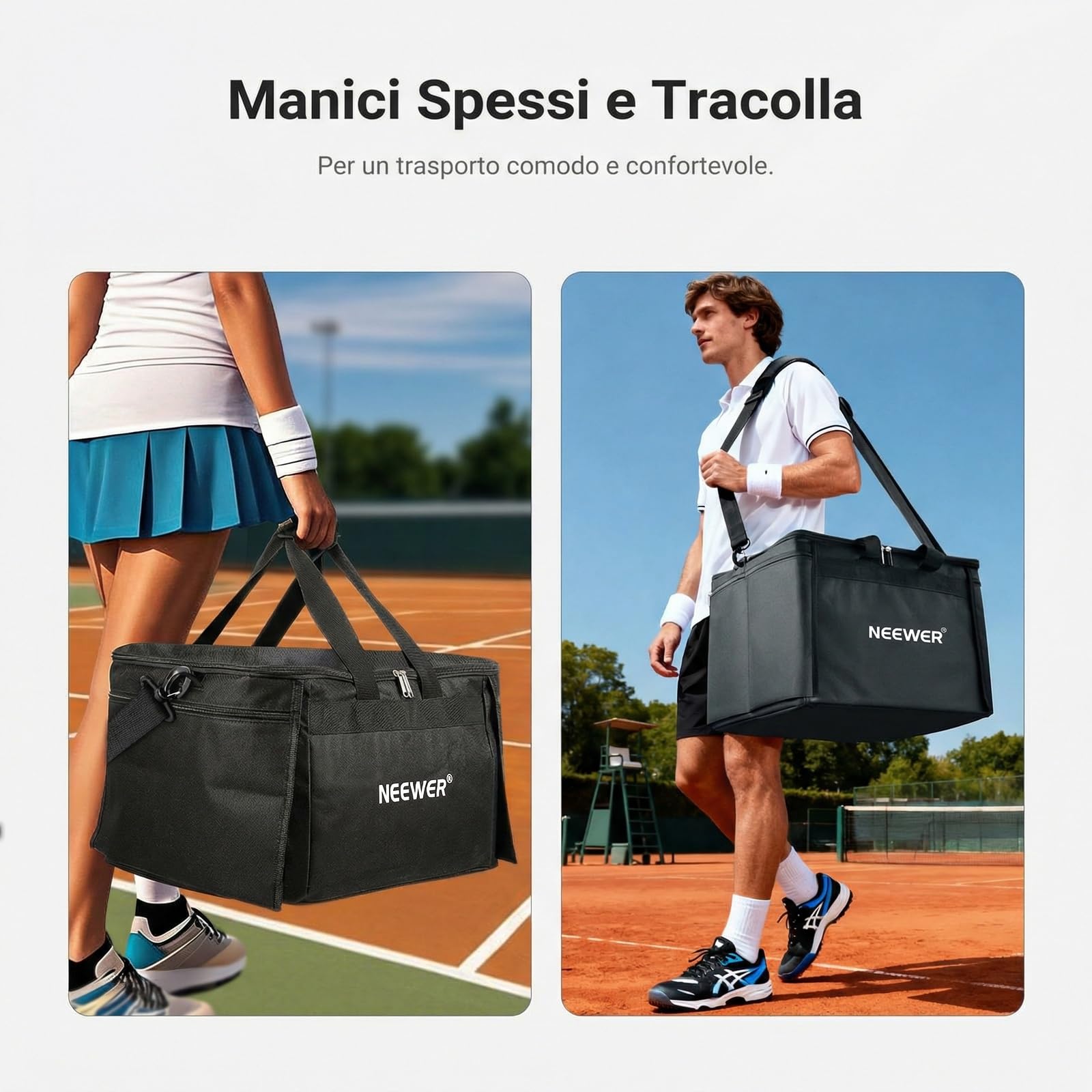 NEEWER TB03B Borsa Porta Palline Tennis, Cestello da Trasporto per Tramoggia di Raccolta Pieghevole in Poliestere con Tasche Laterali per Raccoglitore Palline TB01S, Max 120 Ball, Solo Sacca Inclusa