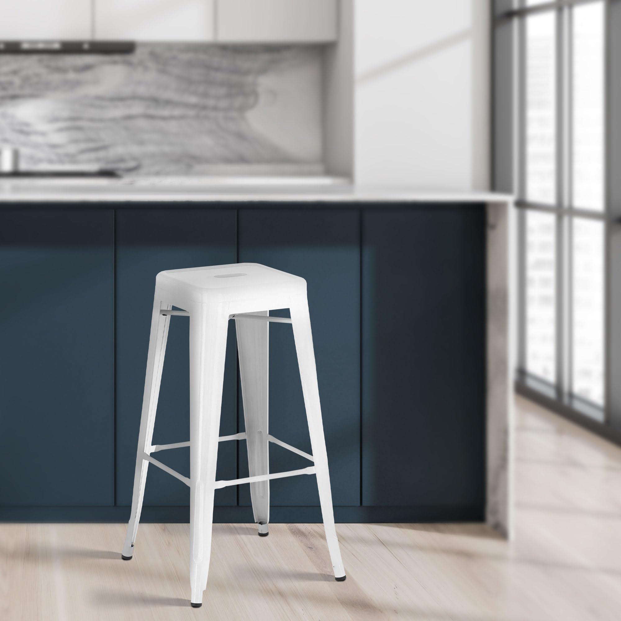 Clp Taburete De Bar Fletcher Metal Blanco 43x43x77 Cm Con Ofertas En