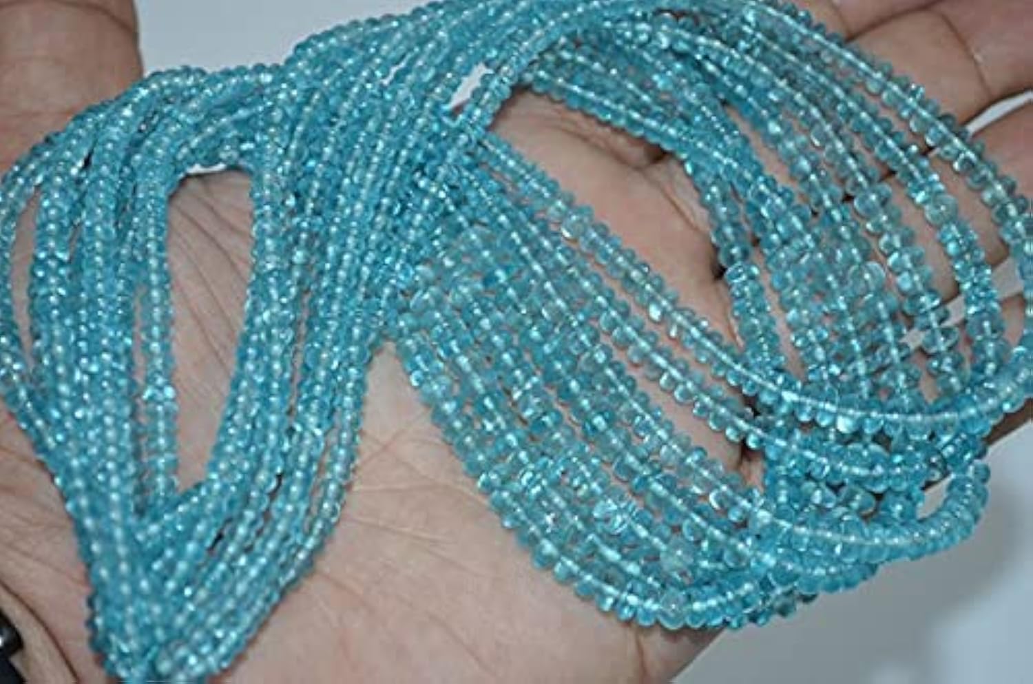 Perles de spath fluorite bleu ciel de qualité supérieure pour bijoux artisanaux fins de 16''