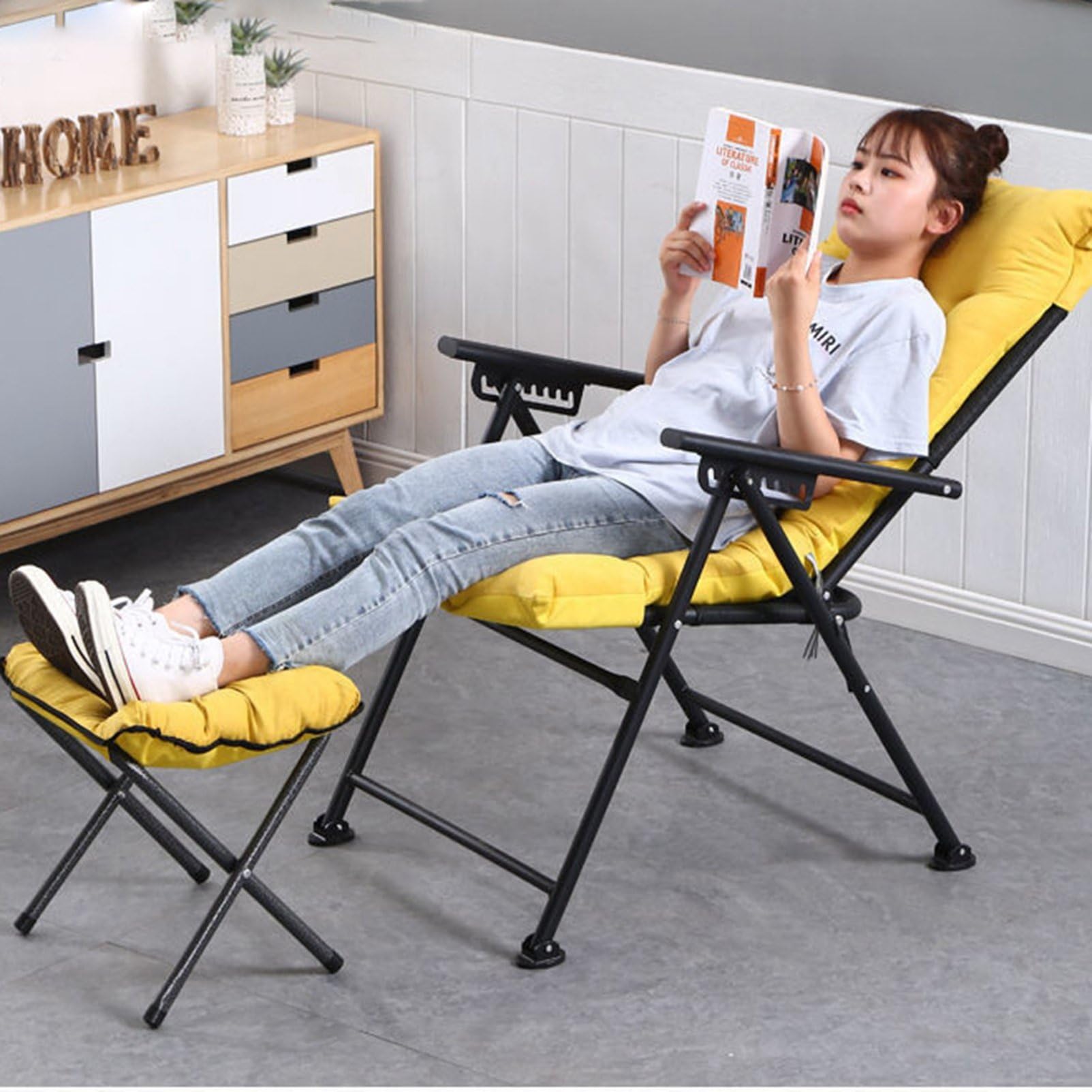 ⭐︎にゃ⭐︎ コンパクトリクライニングチェア 付属トレイ付き Amazon｜リクライニングチェア デッキチェア レイチェア アウトドア