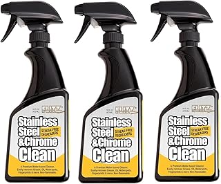 Flitz Stainless Steel & Chrome Clean - 16oz Bottle, USA-Made Stainless Steel Cleaner Spray for Appliances - Grill, Fridge, Sink Stain Remover - Also Works on Aluminum Surfaces (3 Pack)