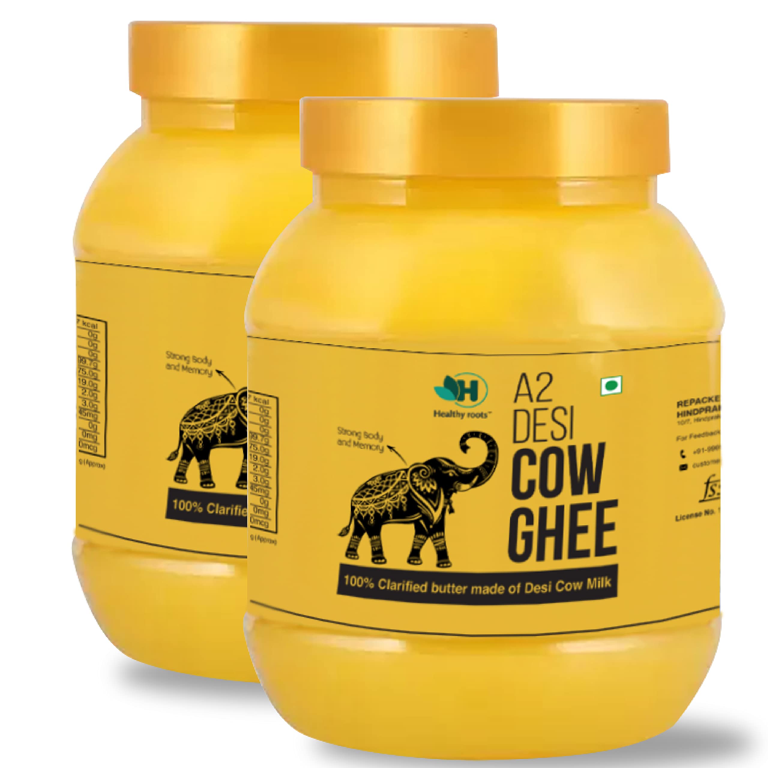 Healthy roots Desi Ghee 1L Plastic Jar (Pack of 2) | Pure Desi Cow Ghee | 100% Pure Ghee | Natural Hand made by Traditional Vedic Bilona Method (B09XQN76VV) Amazon Price History, Amazon Price Tracker