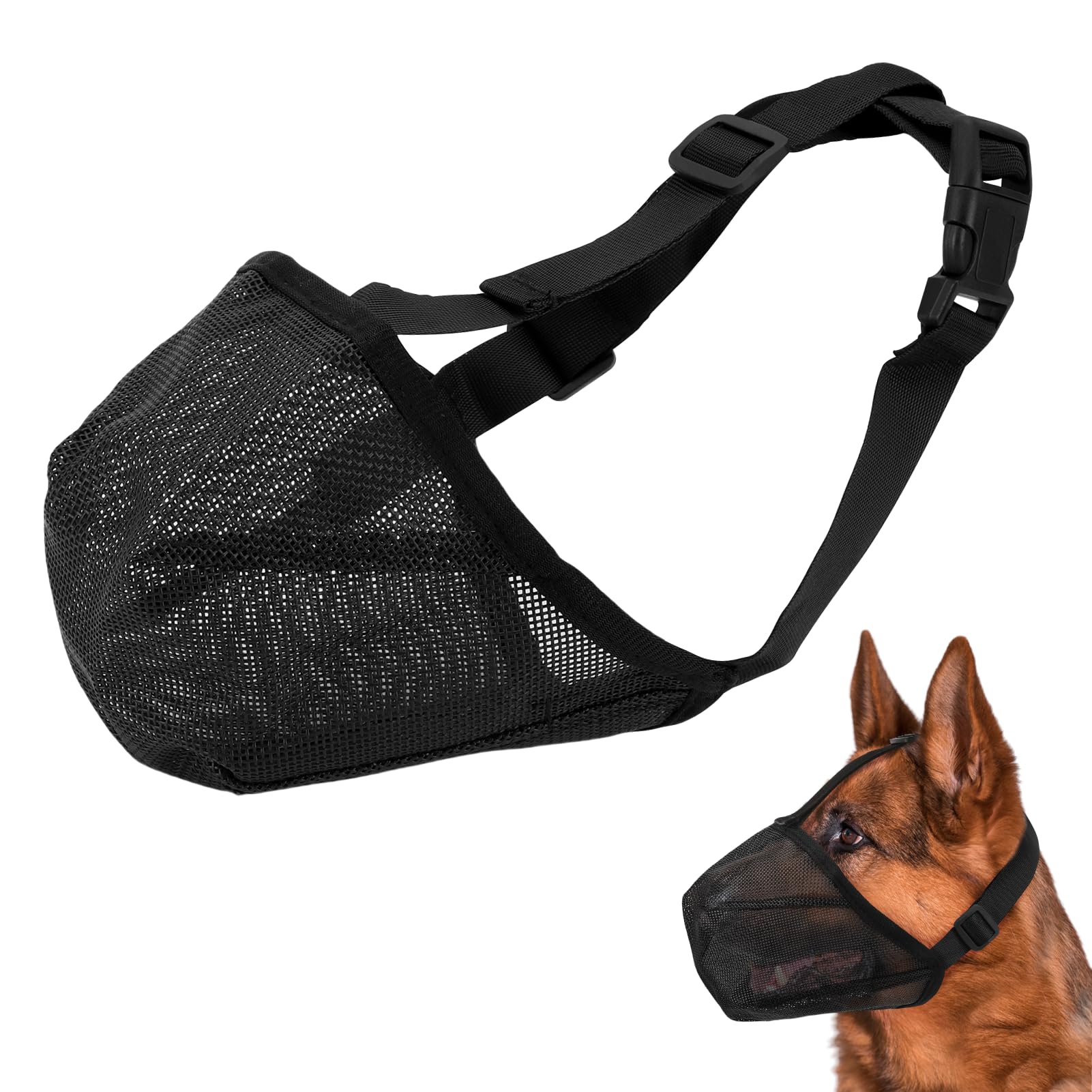Morsa per Cani Medi, Traspirante, Regolabile con Design Mesh – Protezione da Cibo Tossico, per Passeggiate, Addestramento, Veterinario (L)