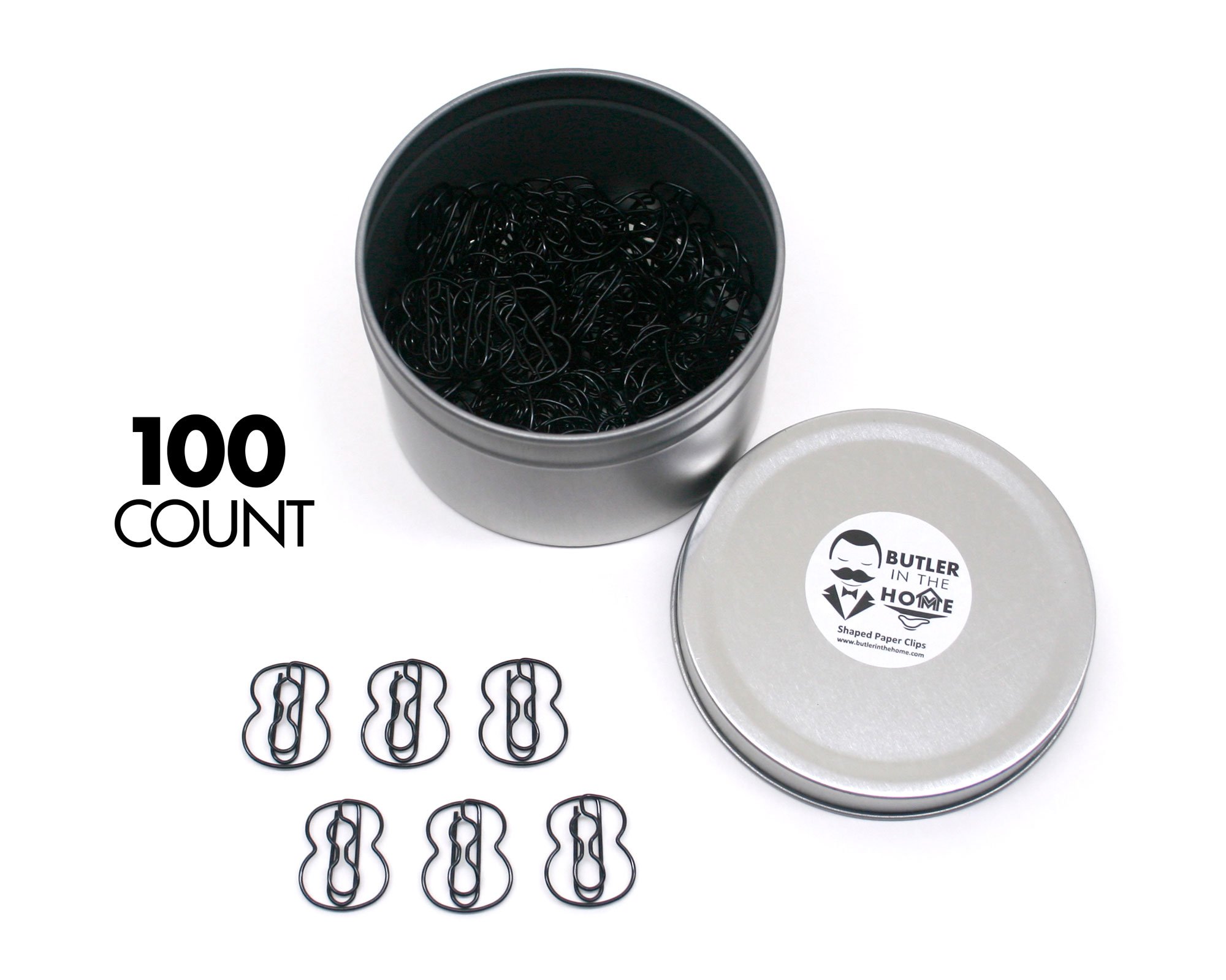 Butler in the Home Pick Your Favorite A-Z Alphabet Letter or 0-9 Number - 100 Count Black Colored Paper Clips for Initials or Birthdate - Comes in Round Tin with Lid and Gift Box (Number 8)