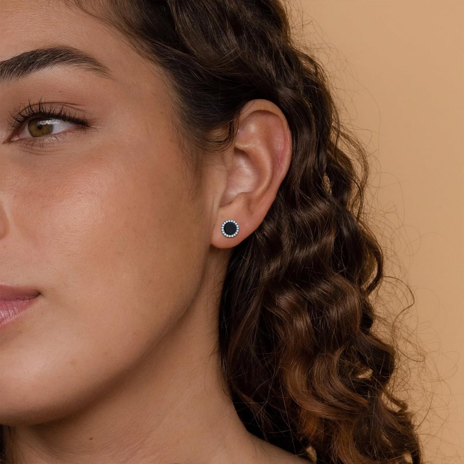 Orecchini a perno da uomo in argento Sterling 925 nero con retro piatto orecchini a perno in onice nero orecchini a elica piercing gioielli regali per le donne