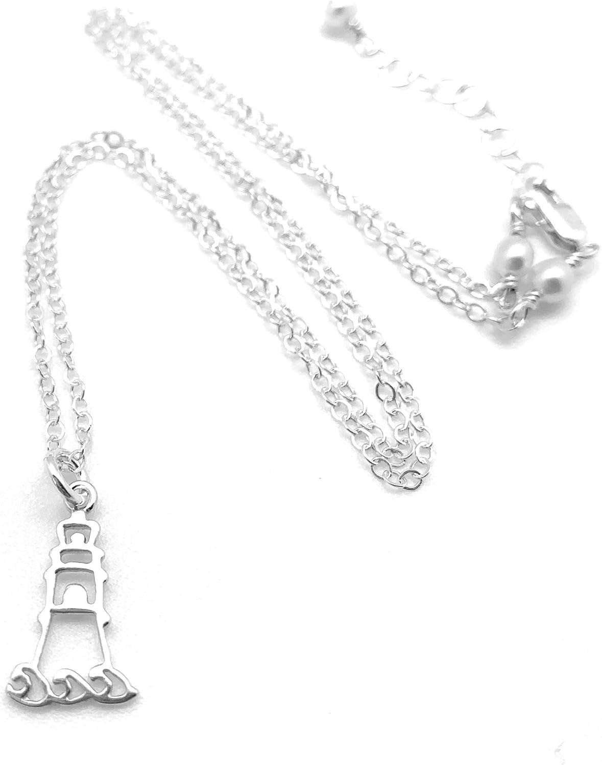 Small Lighthouse Silver Charm Necklace