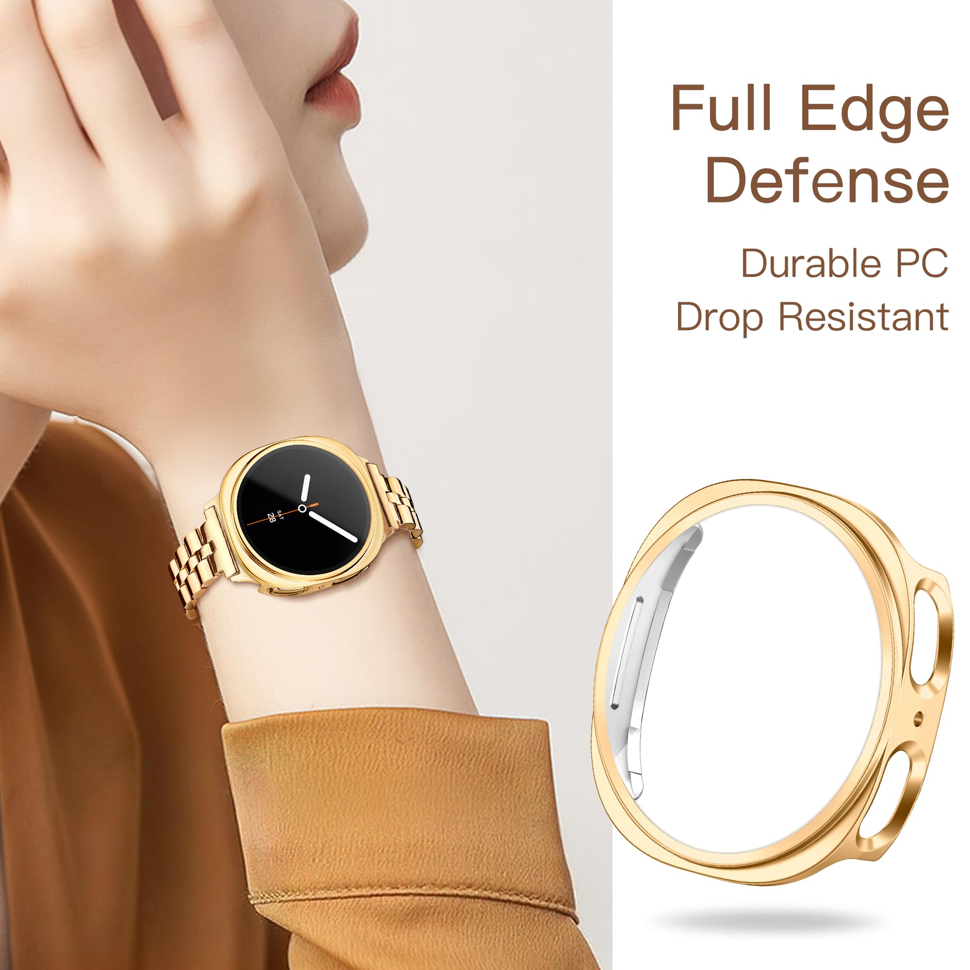 Melyis Correa de metal con funda para Samsung Galaxy Watch 9/8 de 44 mm
