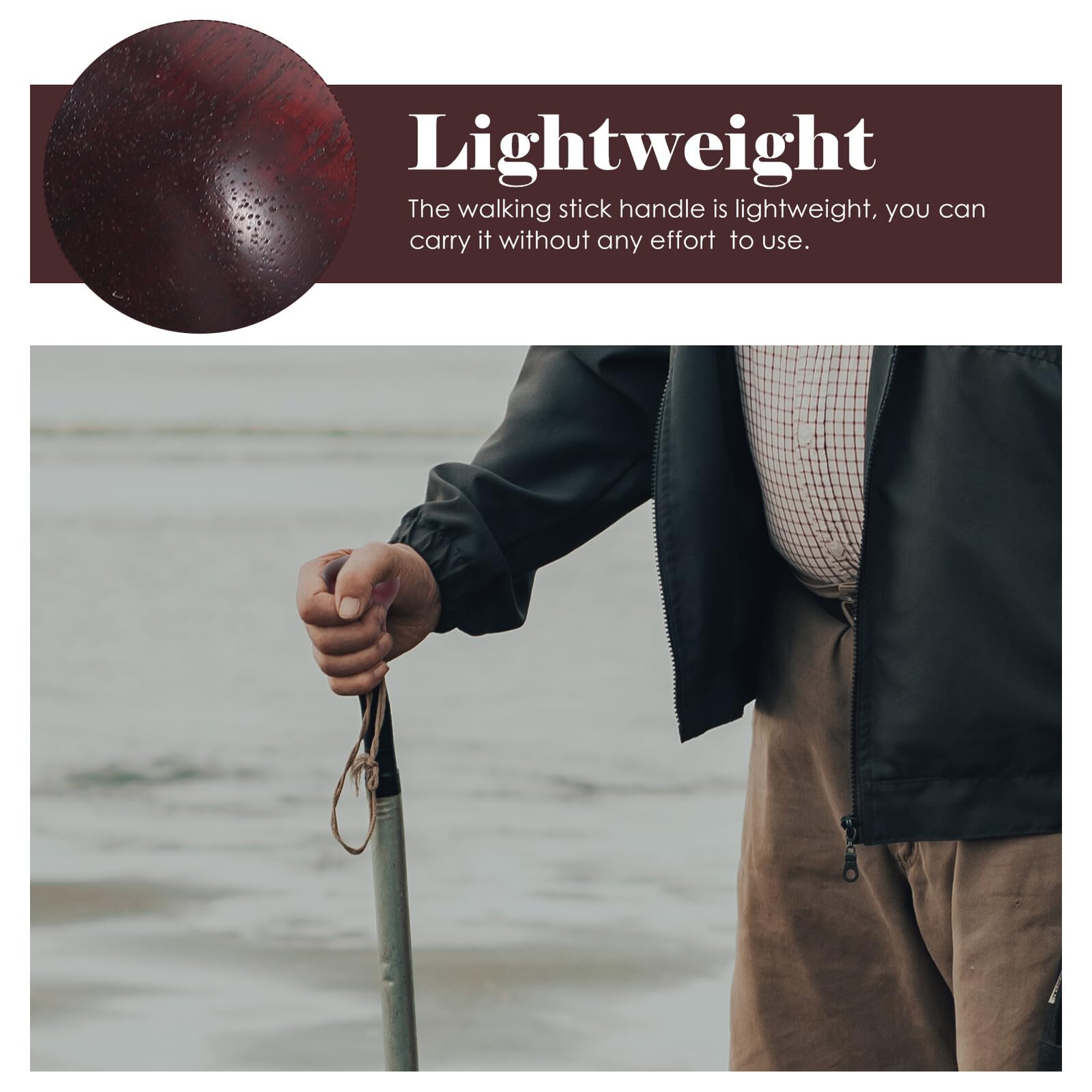 UPKOCH Mango de Repuesto para Bastón de Madera Africana Pulida 2 Piezas Agarre Antideslizante Ergonómico para Personas Mayores y Actividades al Aire Libre