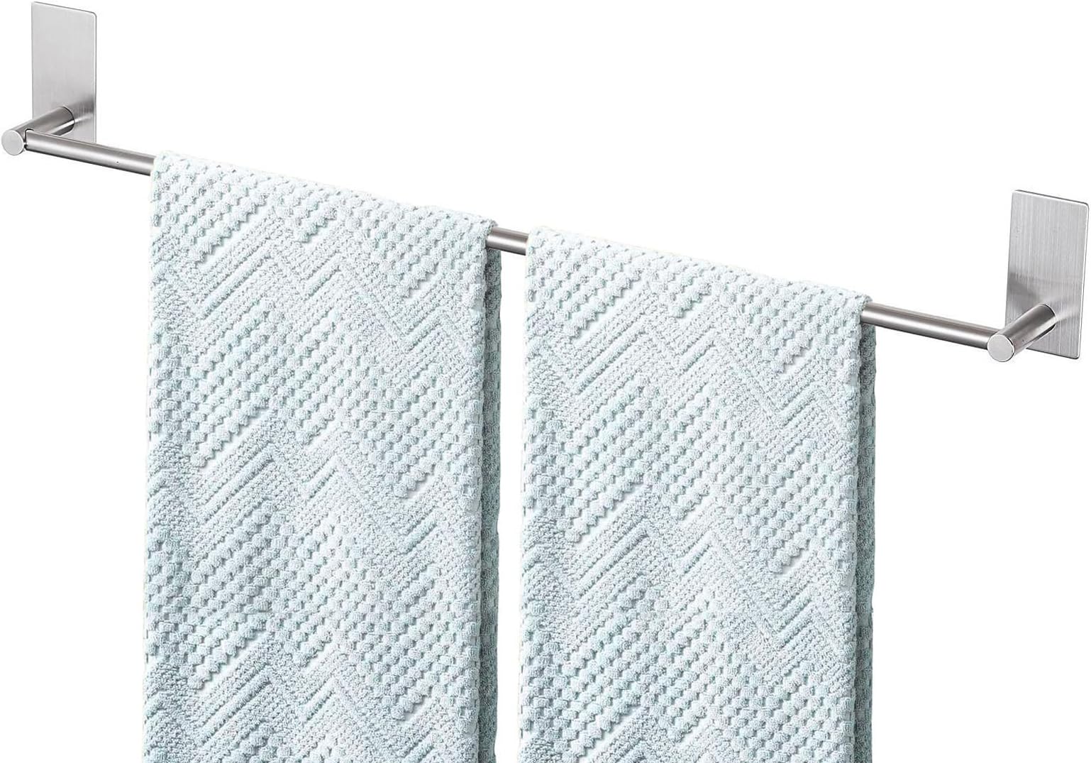 Adhesive Bath Towel Bar 24-inch, No Drill Stick On Towel Rack, Easy Install with Self-Adhesive, Premium SUS304 Stainless Steel (Brush Nickle, 24)