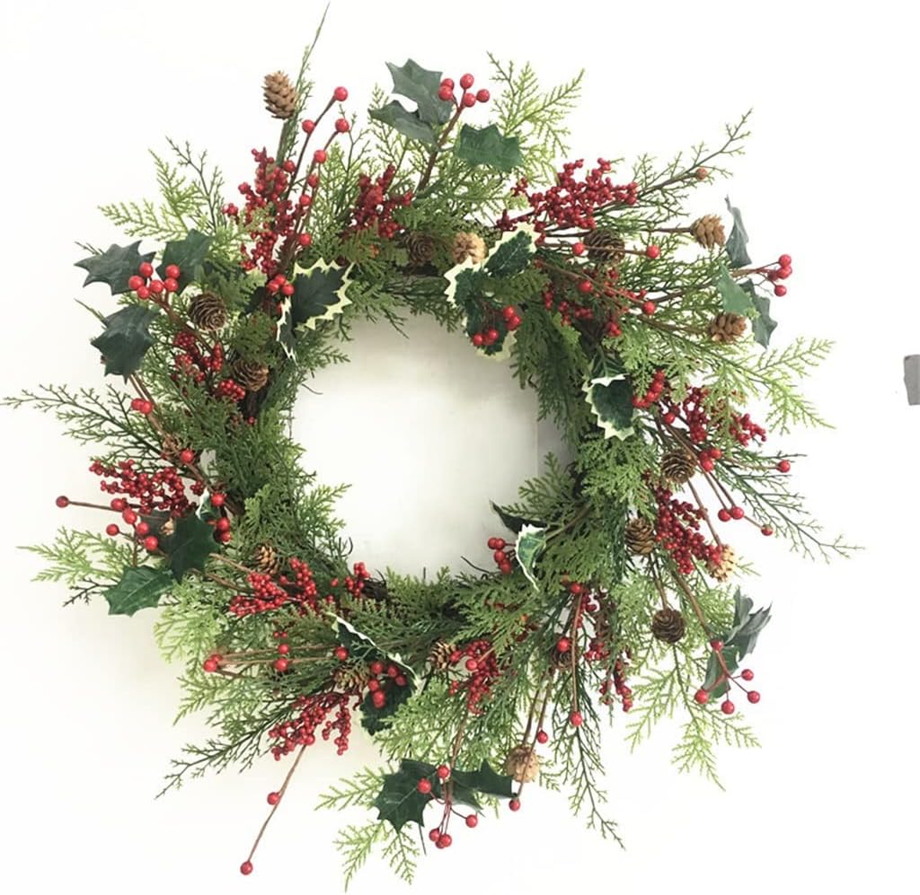 Simulation Door Decoration Christmas Wreath red Fruit Pine Cone Wreath Simulation Wreath