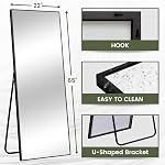 NeuType 65"x22" Pleine longueur Miroir étage debout mur-monté Rectangle noir