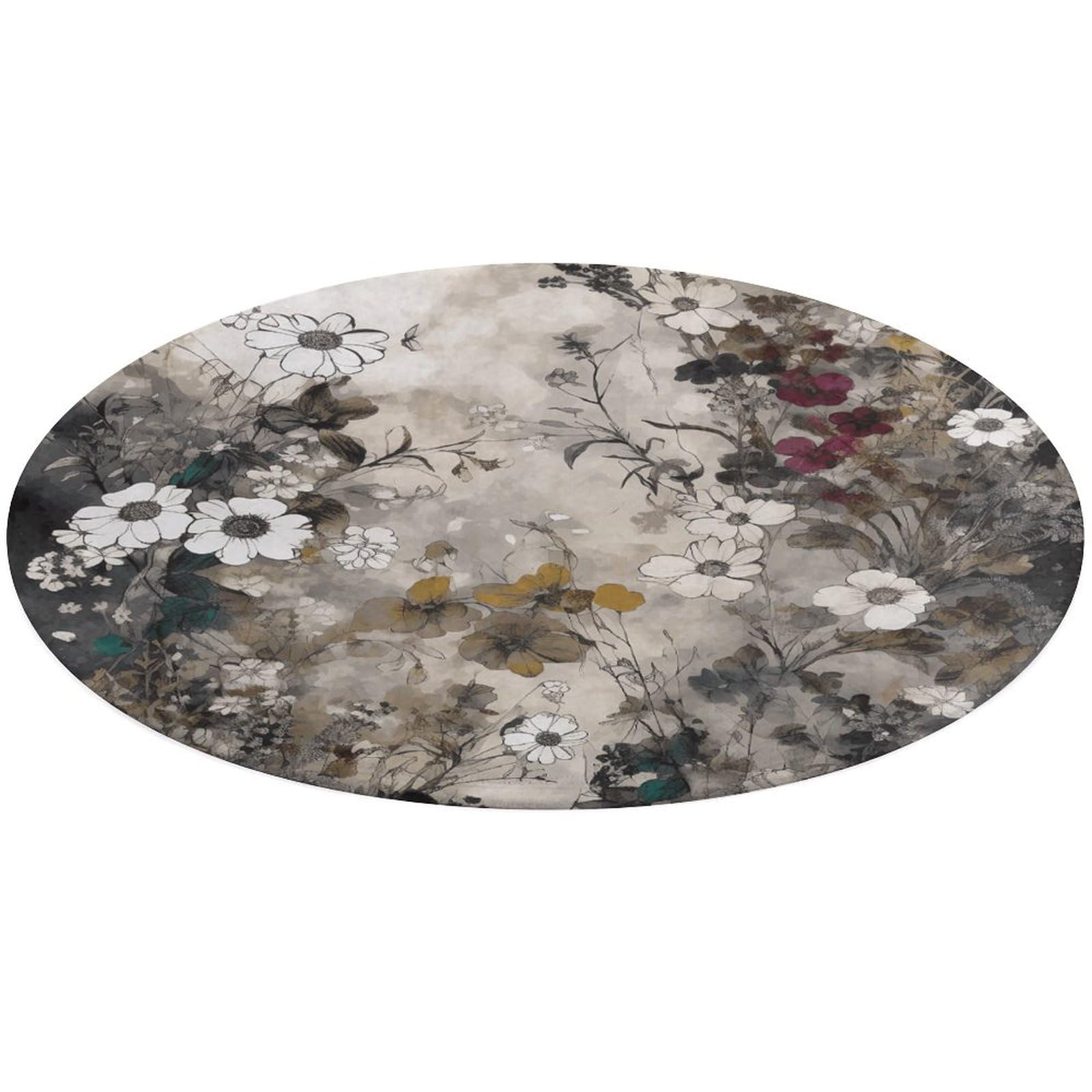 Alfombra pequeña lavable de cocina y baño con estampado de flores silvestres para suelo de comedor