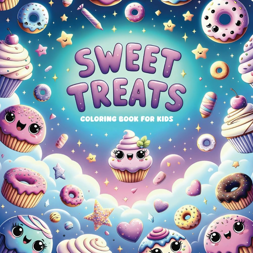 Sweet Treats Coloring Book for kids: Dive into a World of Kawaii Desserts, Cute Cupcakes, and Donuts, and More with Bold & Easy Coloring Pages, Coloring Book For Kids Ages 4-8 Kawaii Style