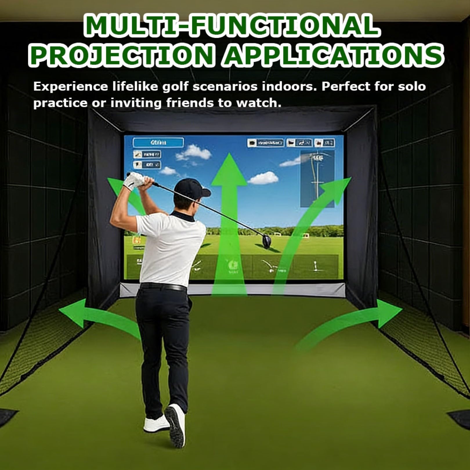 Schermo di Impatto per Golf Resistente, Schermo per Simulatore, Proiettore HD Bianco per Pratica Indoor e Outdoor