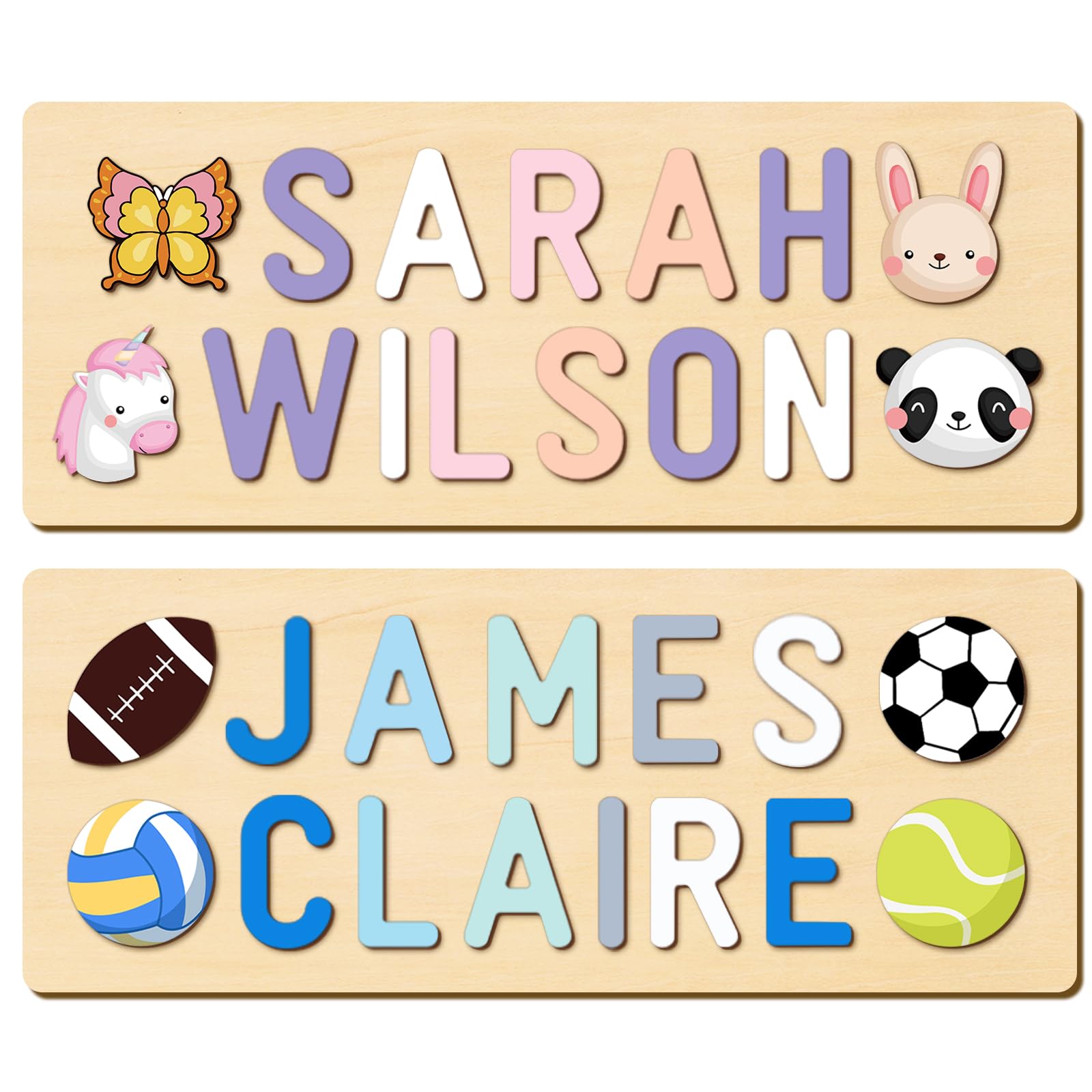 Personalized Name Puzzle for Kids, Easter Basket Stuffers, Custom Wooden Puzzle for Toddlers 1-3, First Birthday Gifts for Baby boy Girl, Montessori