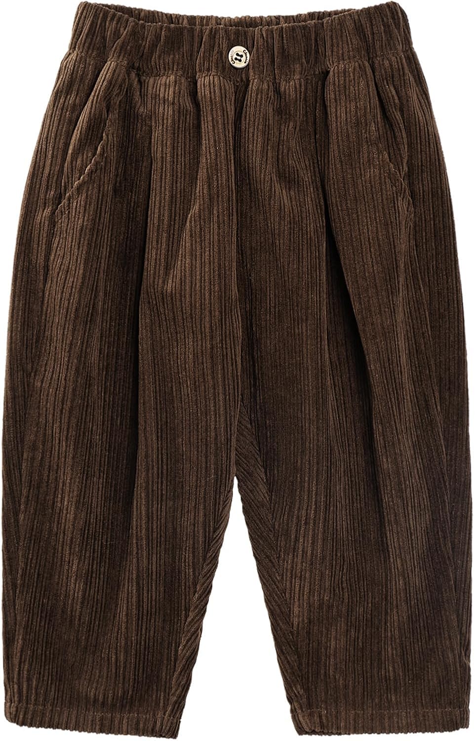 Volunboy Toddler Boys Corduroy Pants Cargo Sweatpants Solid Elastic Waist Casual Long Trousers