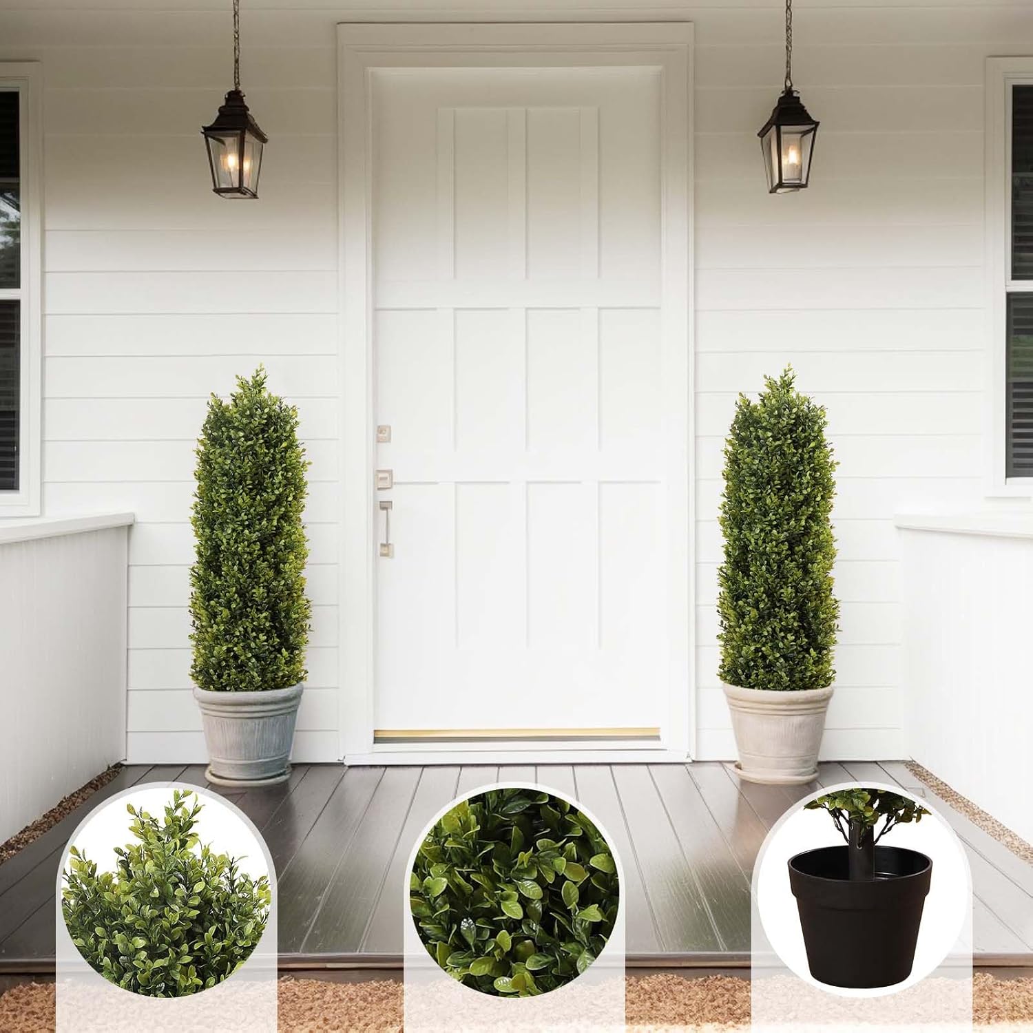 47" Topiary Trees Artificial Outdoor, Tall Faux Cedar Trees for Outdoor Planters Set of 2, Artificial Tree for Home Decor Indoor, Fake Bushes for Porch, Faux Shrubs for Outdoors (47.2" Artificial)