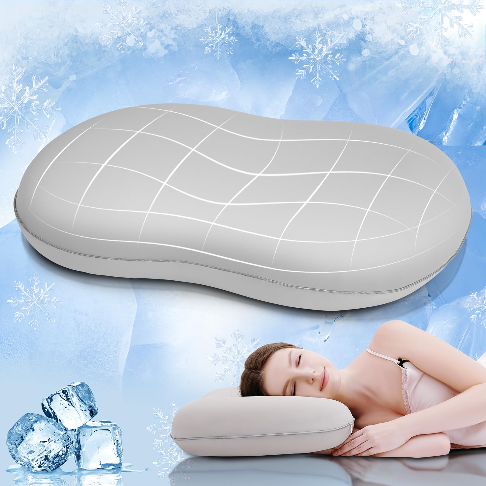 Elegear Arc-Chill 3.0 Memory Foam Kissen 40x60, Kühlkissen Nackenkissen mit Atmungsaktiver Hülle Grau