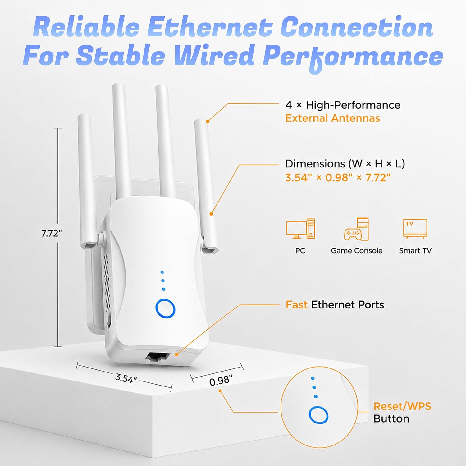 WiFi Extender, 2.4GHz WiFi Signal Booster, Up to 12880 Sq.ft Coverage