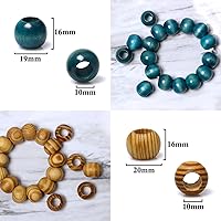 Vista 4 de 50 Piezas Cuentas de Madera Agujero Grande Cuentas de Madera para Manualidades de Macramé, Cuentas de Madera Sueltas Espaciadoras Redondas
