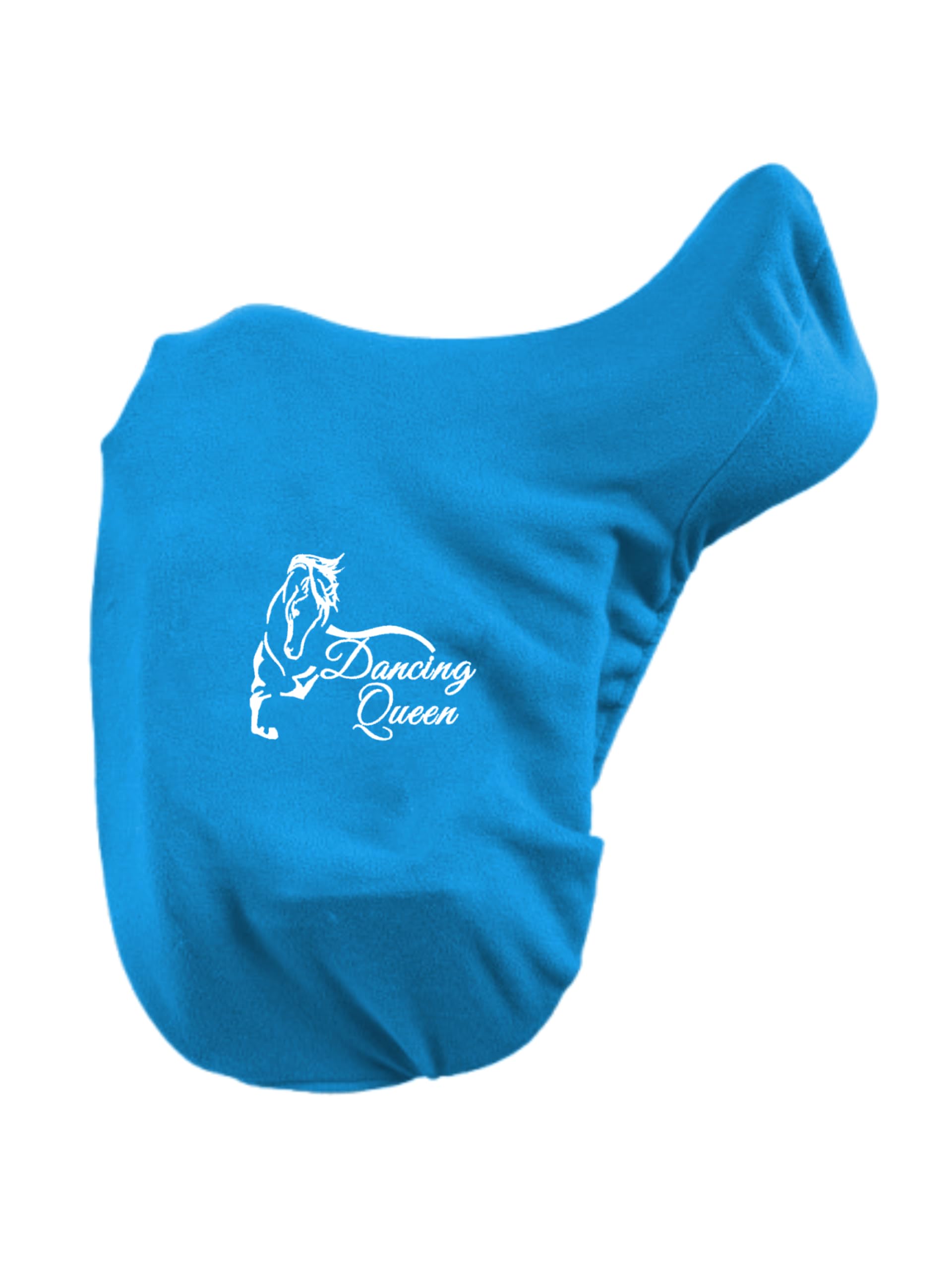 Personalised Embroidered Fleece Saddle Cover, Pony/Cob or Horse Size Lots of Colors (Embroidery on one side, Turquoise, Pony/Cob)