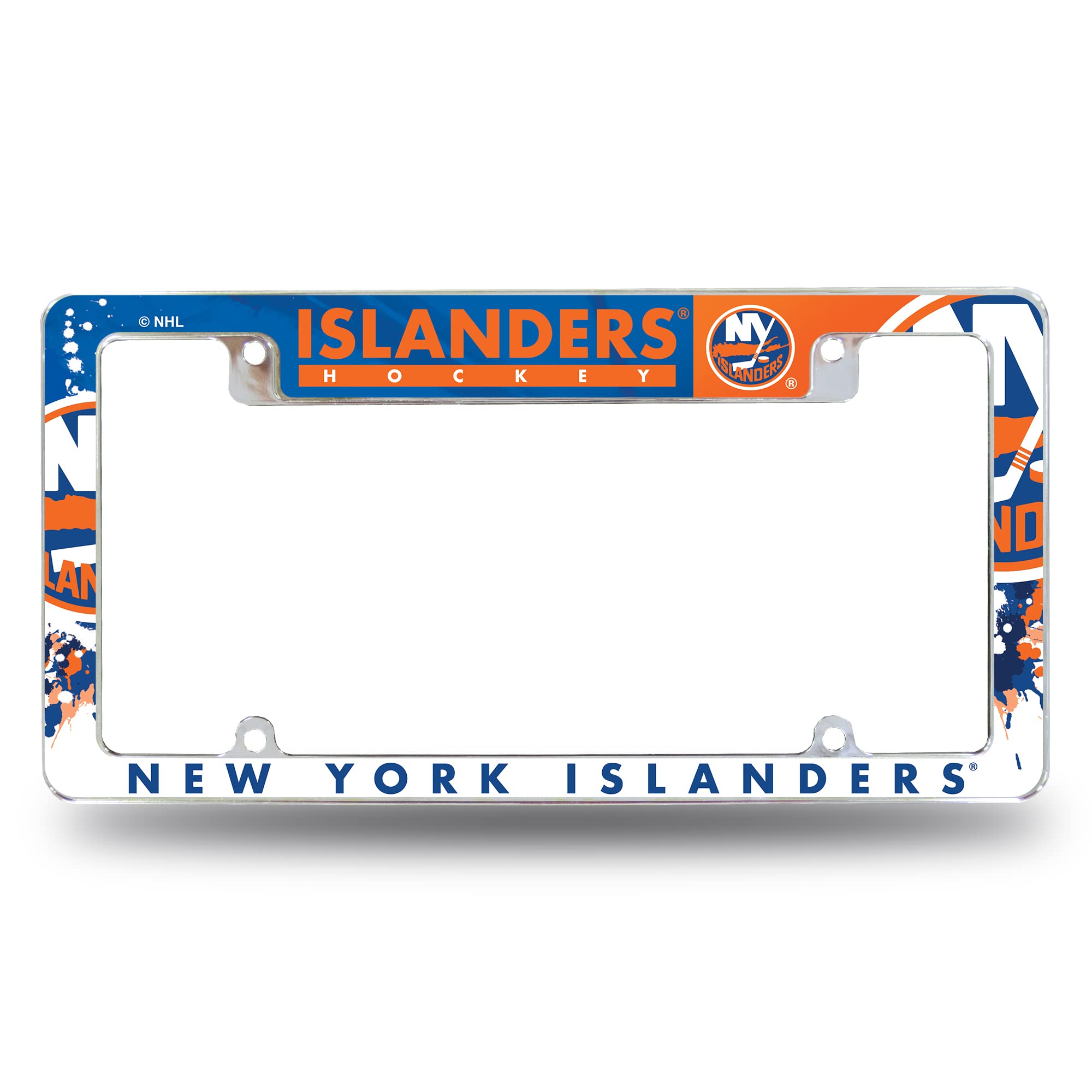 NHL Rico Industries All Over Chrome Frame 12" x 6" Chrome All Over Automotive License Plate Frame for Car/Truck/SUV