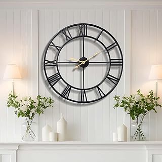 Vantic 32 Inch Large Wall Clock, Roman Numeral Metal Oversized Wall Cloc...