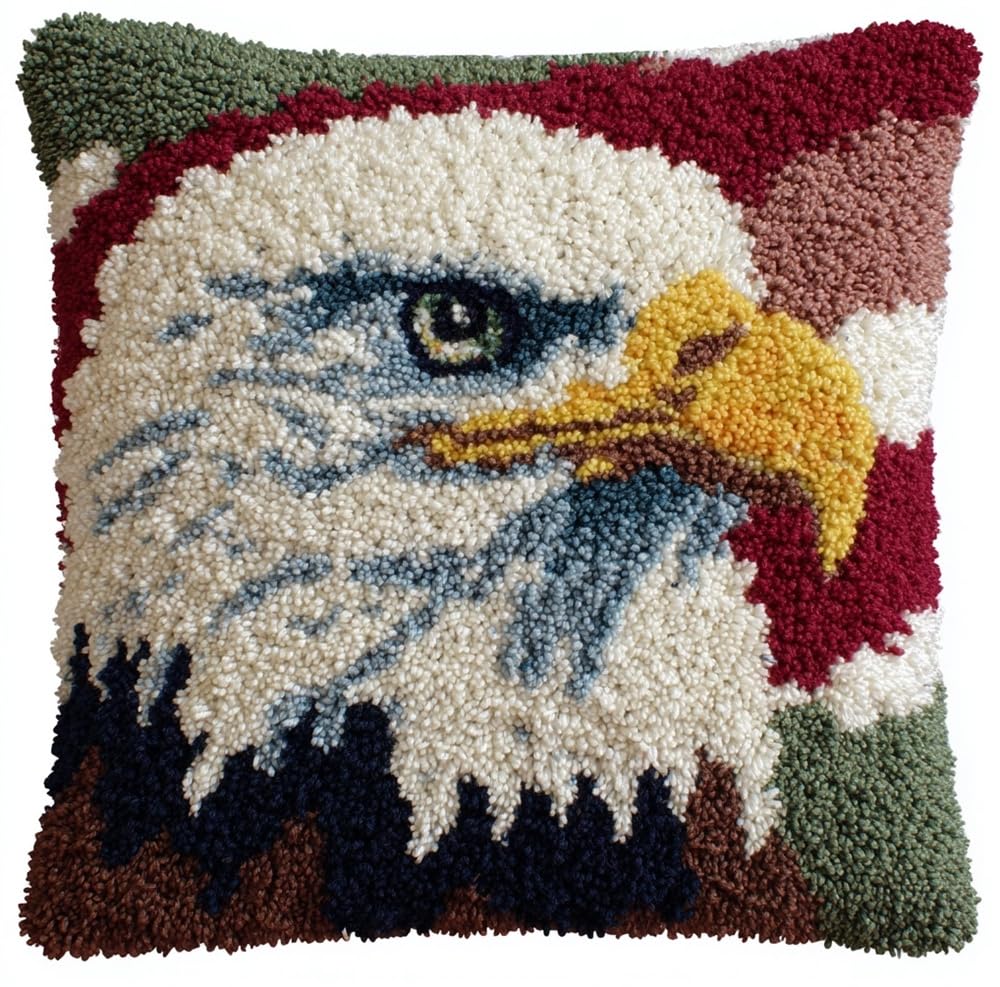 Taxpy DIY Latch Hook Throw Pillow Cover Eagle 17X17In