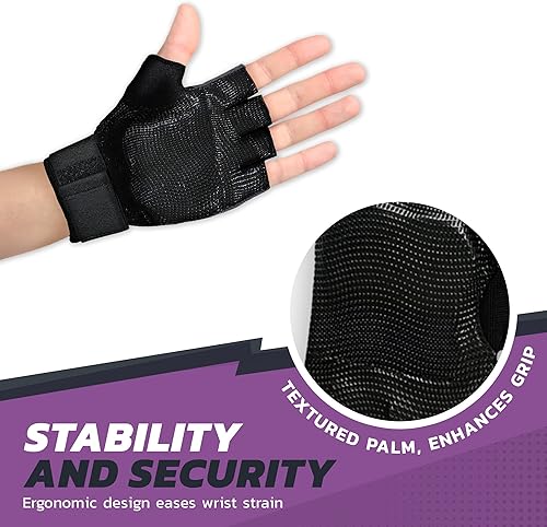 Miniatura 5 de Guantes de soporte de muñeca con almohadilla de gel ergonómica patentada y muñequera para entrenamientos de mujeres y hombres