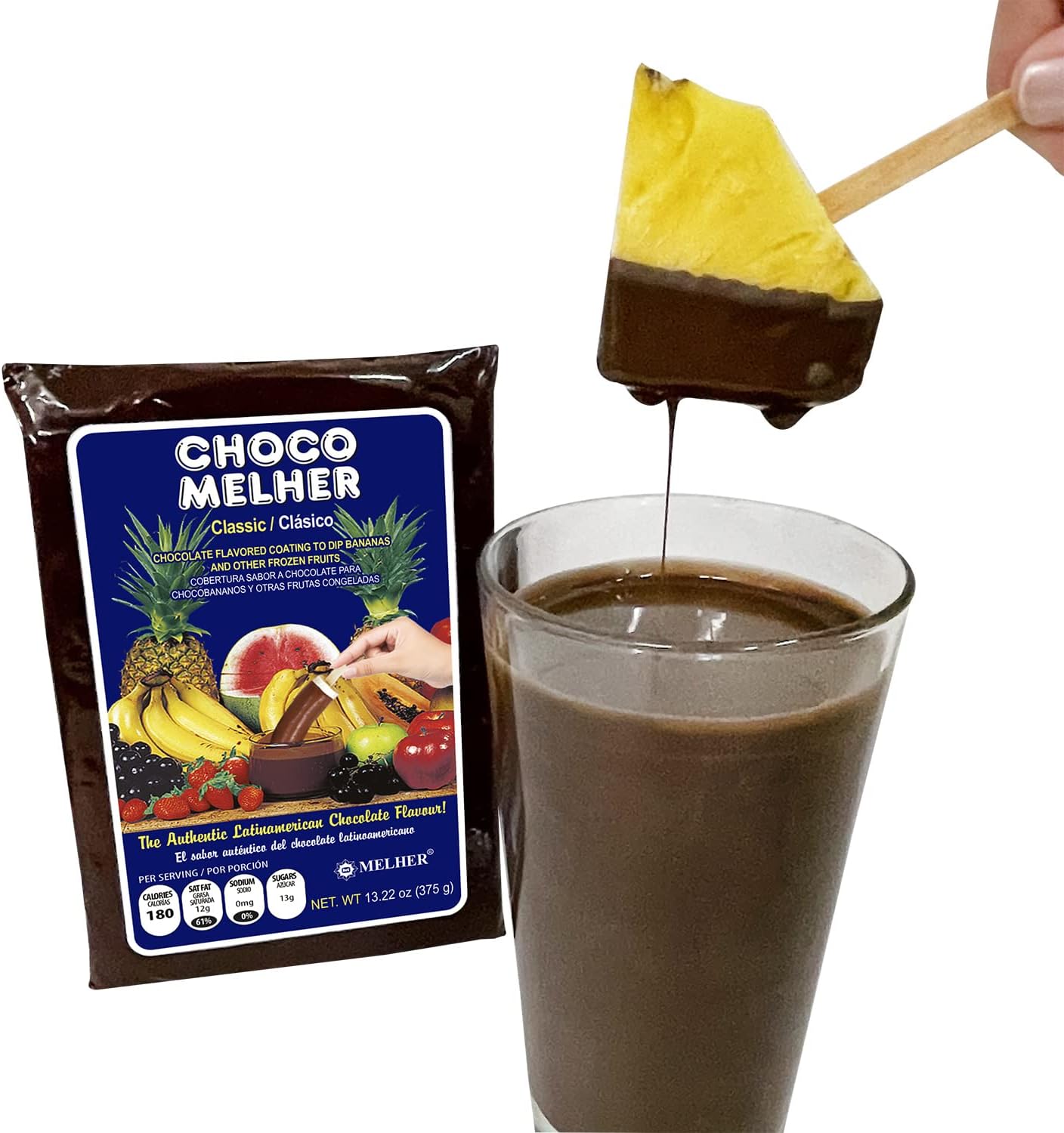 CHOCOMELHER Clasico - 3 Pack - Milk Chocolate Flavored Coating for Chocobananos - Cobertura de Chocolate - Best to Cover Frozen Bananas - Traditional Snack - 3 of 13.22 oz Bags.