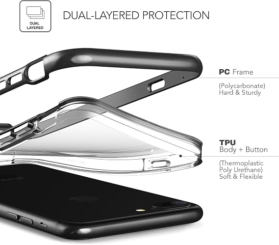 VRS Design iPhone 8 Plus / 7 Plus New Crystal Bumper Kılıf Metallic Black