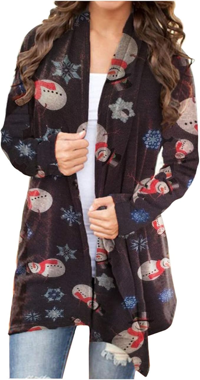 DOLDOA Womens Ugly Christmas Cardigan Coat Casual Long Sleeve Cardigan