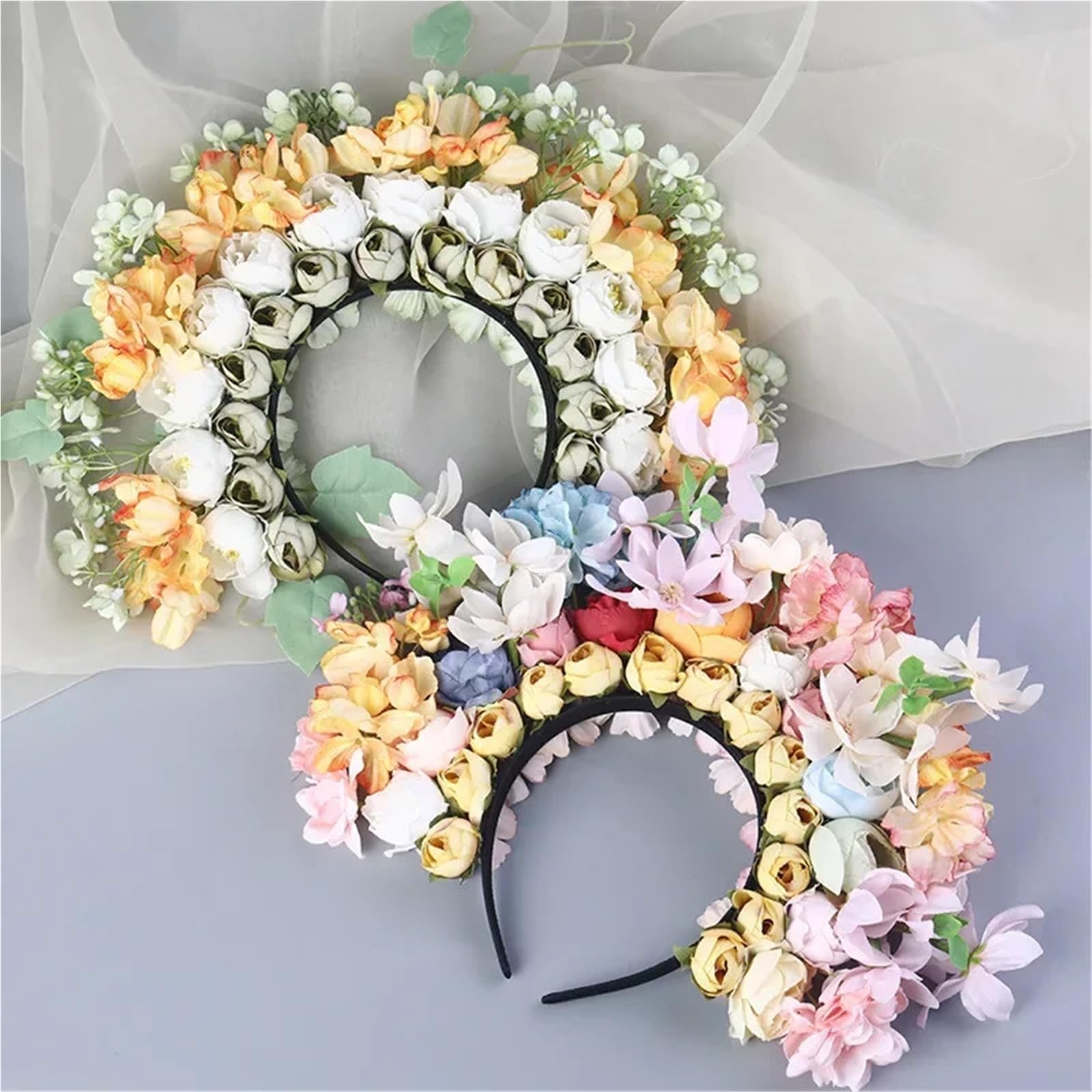 Tocado de Guirnalda Diadema de Flores fijadas en la Cabeza para Accesorios de Pelo de Las niñas de Las Mujere(Color7)