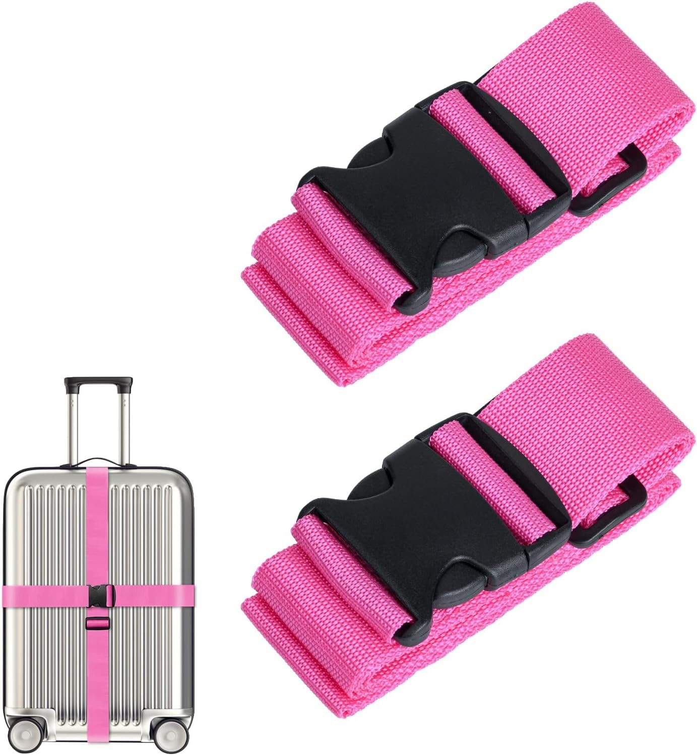VRT Luggage Lock Straps for Suitcases, Adjustable Travel Belt Luggage Connector Straps,Heavy Duty Luggage Strap with Buckles, Personalised Luggage Straps Suitcases (Pack of 2) (Pink)(4.3 Meter)-picture-6